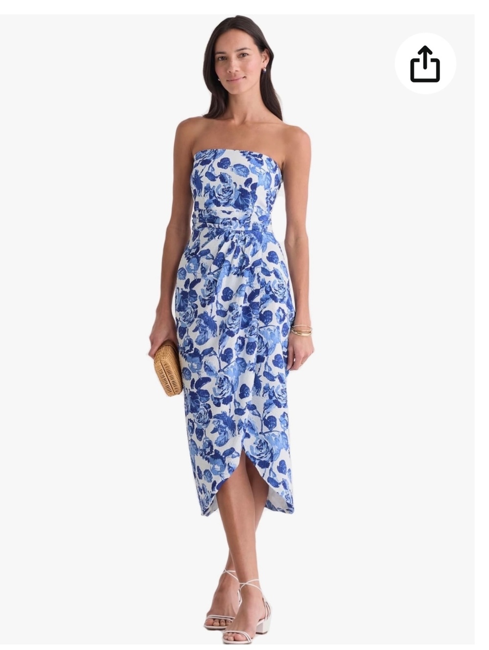 Vineyard Vines Women's Kentucky derby Strapless Blue Floral Midi Dress size 10